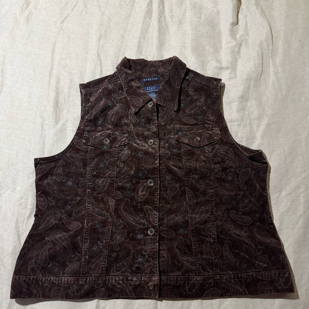 Vintage Crazy Horse by Liz Claiborne Women’s Paisley Stretch Denim Vest XL - Picture 3 of 8